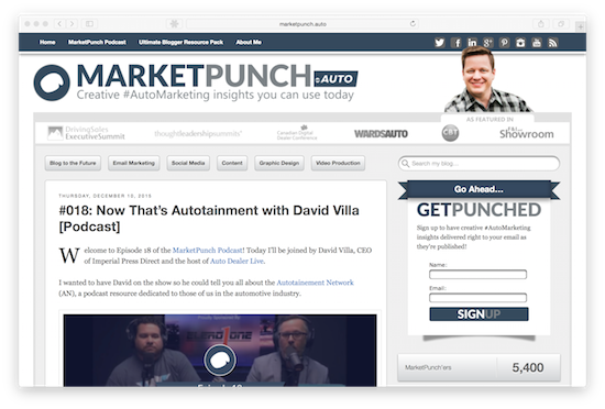 Screenshot of Marketpunch.Auto homepage
