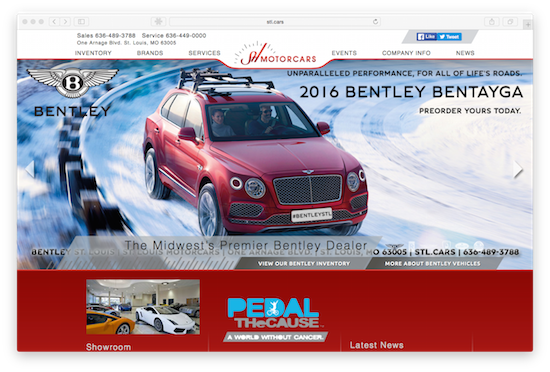 Screenshot of STL.cars homepage